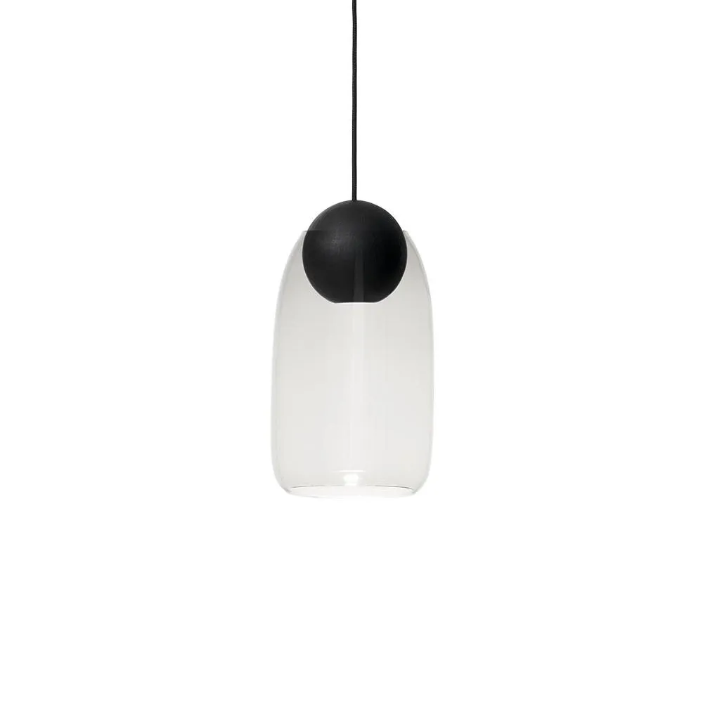 Liuku Ball pendant lamp, Transparent. black lacquered lind Mater