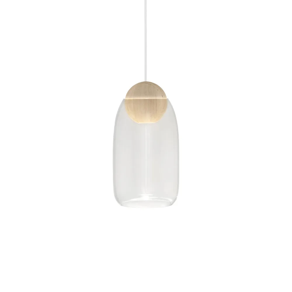 Liuku Ball pendant lamp, Transparent. matt lacquered lind Mater