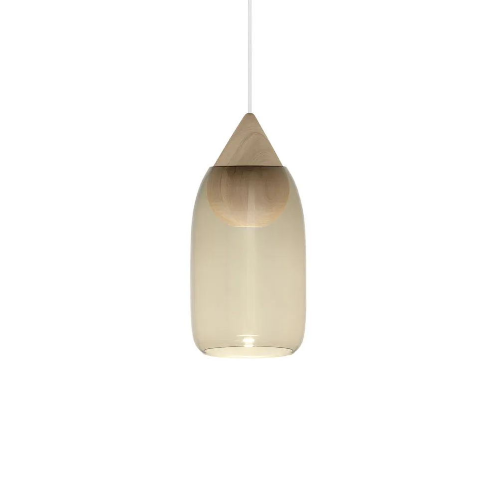 Liuku Drop pendant lamp, Smoked glass. matt lacquered lind Mater