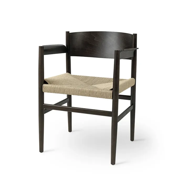 Nestor armchair - oak sirka grey, natural braided seat - Mater