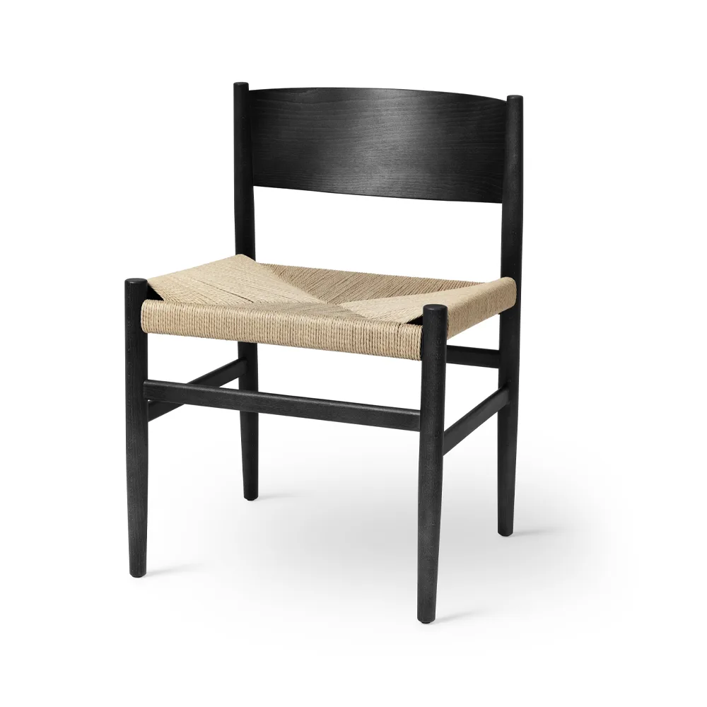 Nestor stool, black beech, natural colour paper cord Mater