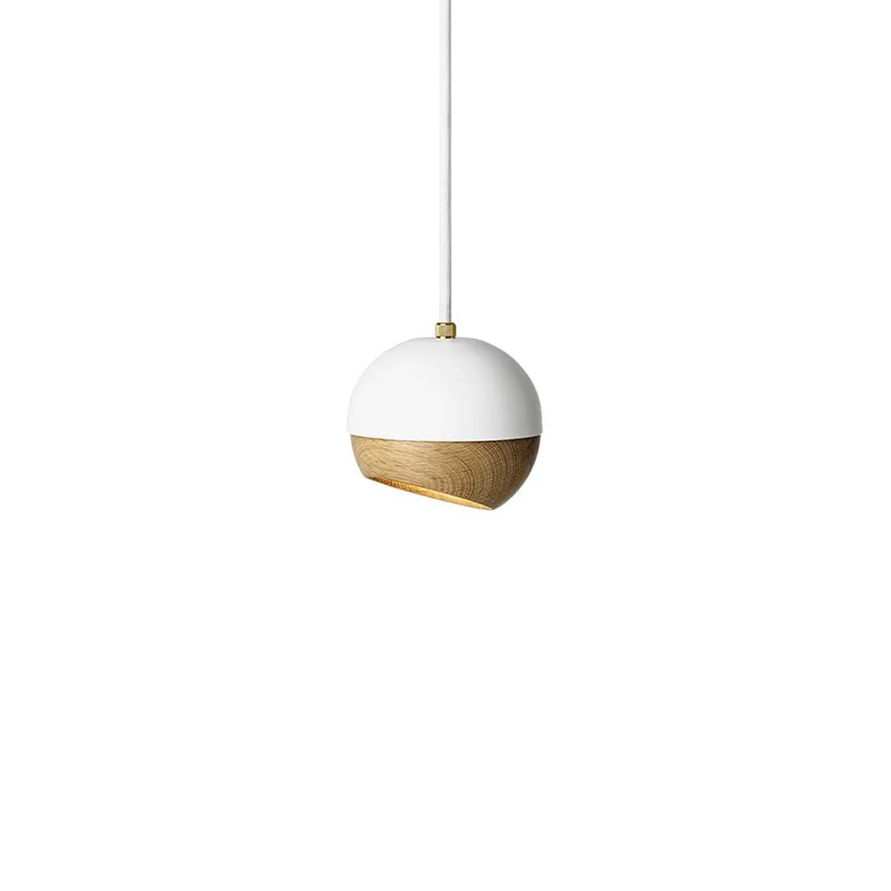 Ray pendant lamp, white, small, oak detail on screen Mater
