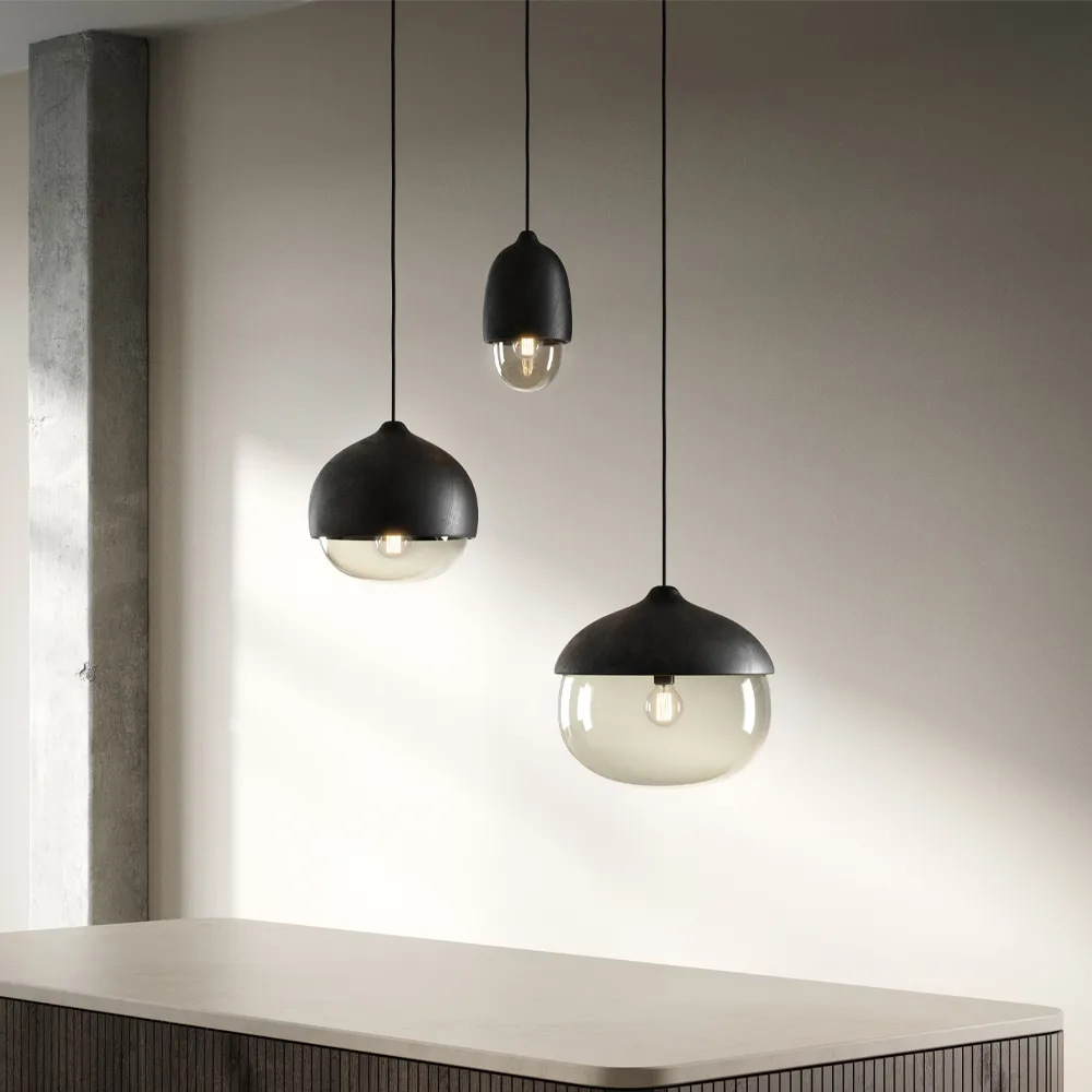 Terho pendant lamp, smoke, large, black Mater