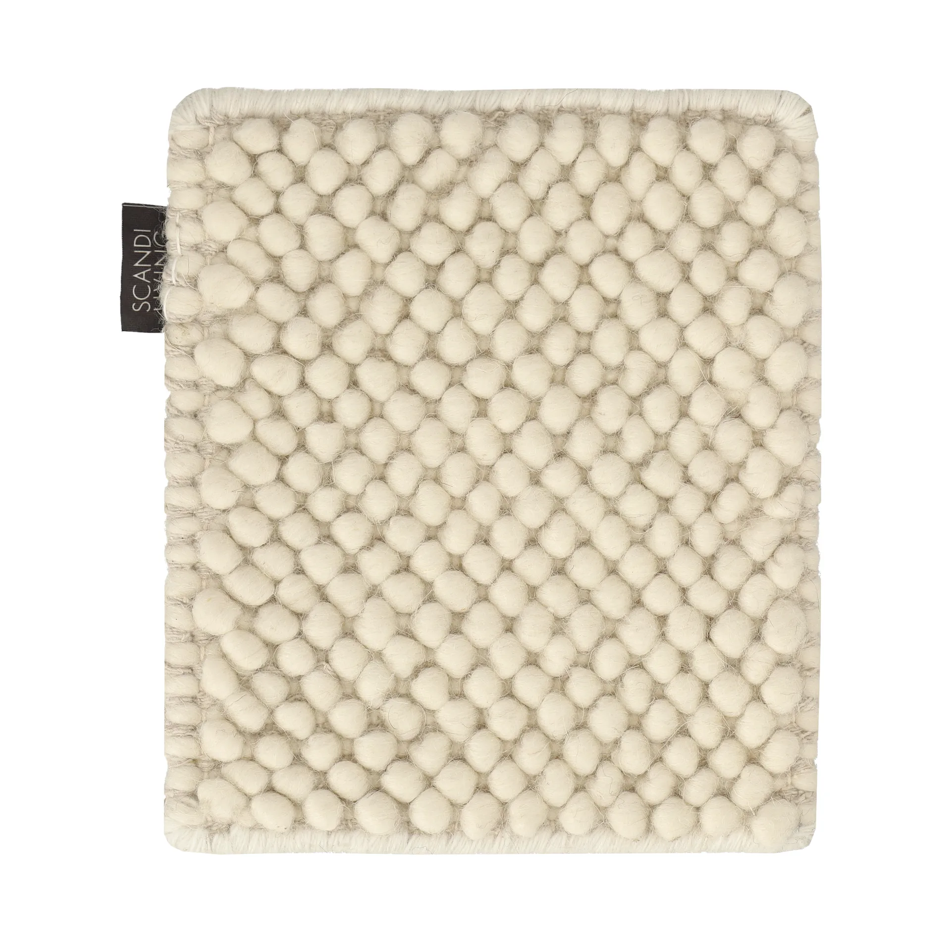 Sample flock wool rug, Natural white Material Samples