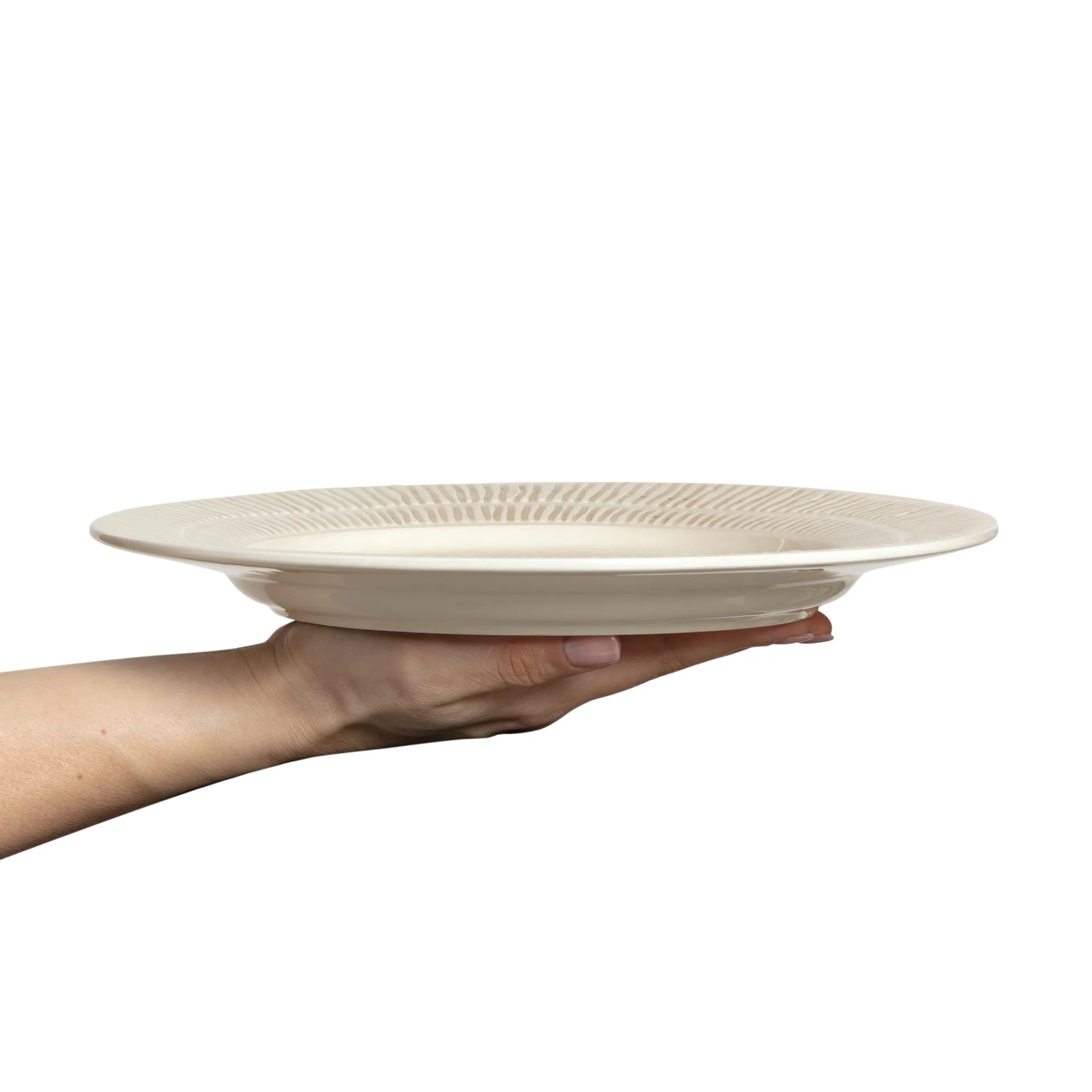Stripes plate Ø28 cm, sand Mateus