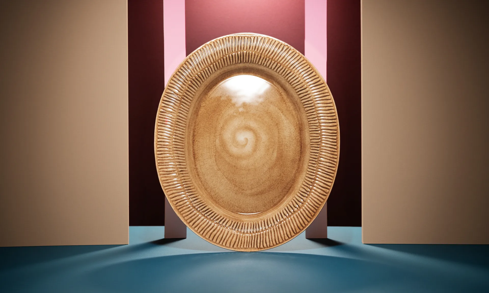 Stripes platter 30x35 cm, cinnamon Mateus