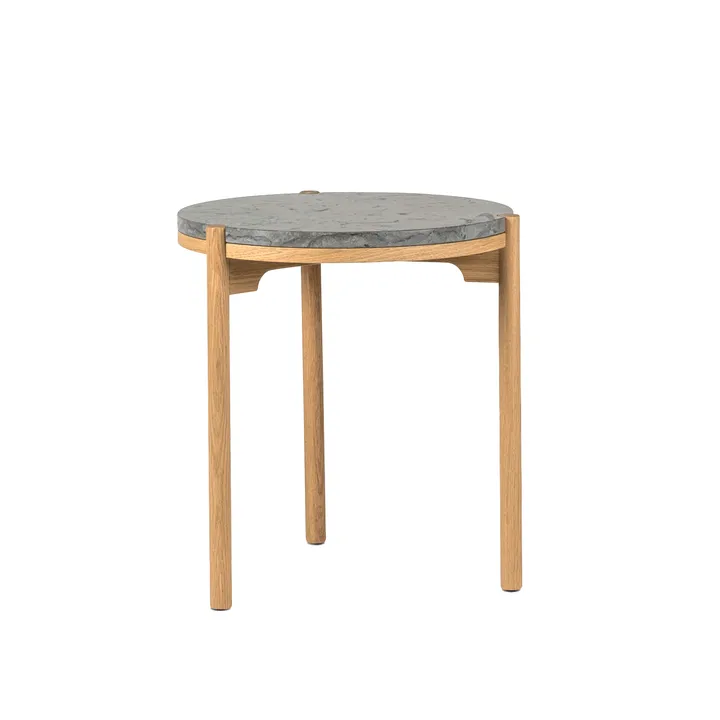 Dondo side table white pigmented oak Ø45 cm - Honed limestone - Mavis