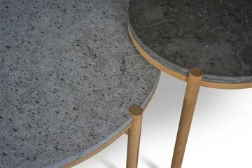 Dondo side table white pigmented oak Ø45 cm - Honed limestone - Mavis
