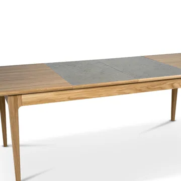 Höllviken dining table - oak white-pigmented matte lacquer, 1 leaf, oak 50 cm - Mavis