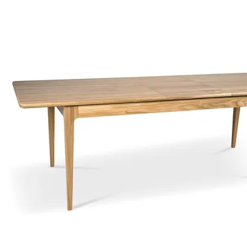 Höllviken dining table - Oak white-pigmented matte lacquer-2 insert-oak at 50 cm - Mavis