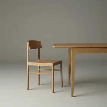 Höllviken dining table - oak white pigmented matte lacquer, 2 leaves, limestone Ø 50 cm - Mavis