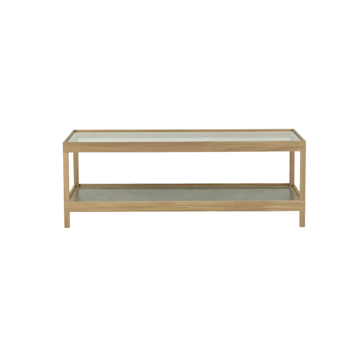 Ima coffee table 125x50 cm - White pigmented matt-lacquered oak, limestone - Mavis
