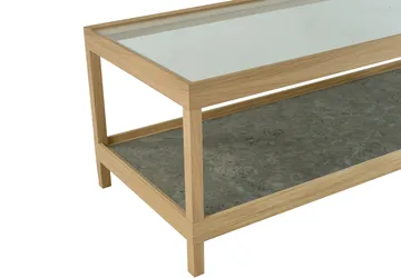 Ima coffee table 125x50 cm - White pigmented matt-lacquered oak, limestone - Mavis