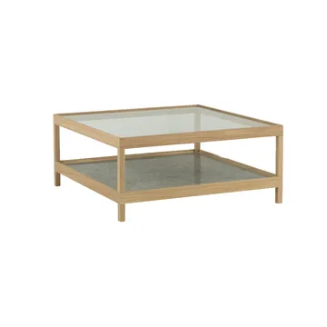Ima coffee table 90x90 cm - White pigmented, matte lacquered oak, limestone - Mavis