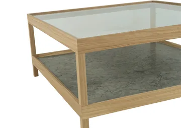 Ima coffee table 90x90 cm - White pigmented, matte lacquered oak, limestone - Mavis