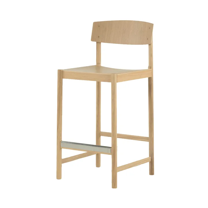 Rod barstool 65 cm - White pigmented matte lacquered oak - Mavis