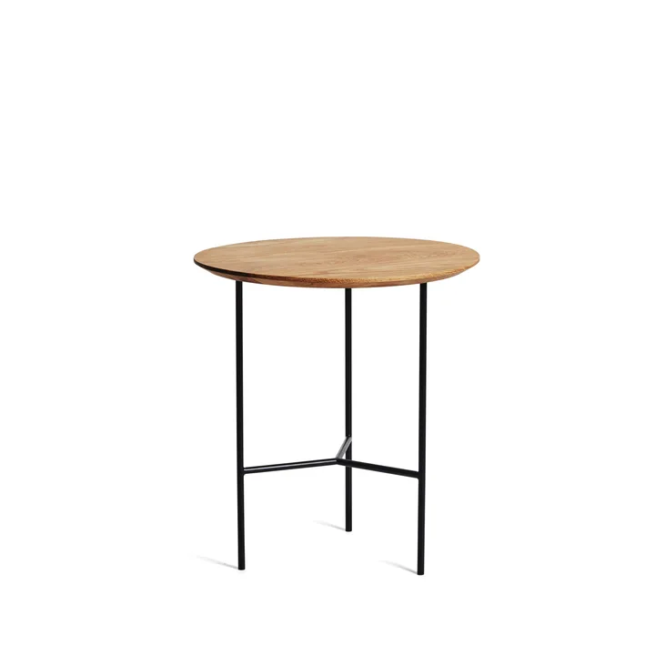 Tribeca side table - oak oil rustic, black legs, ø47 cm - Mavis
