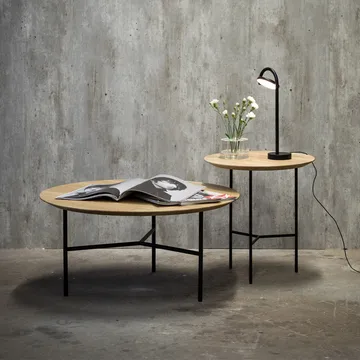 Tribeca side table - oak soap-treated rustic, white legs, ø47 cm - Mavis