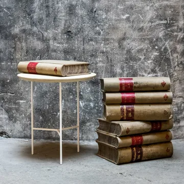 Tribeca side table - oak soap-treated rustic, white legs, ø47 cm - Mavis