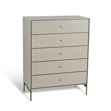 Volt chest of 5 drawers beige - Details in stainless steel - Mavis