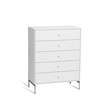 Volt chest of 5 drawers white - Details in stainless steel - Mavis