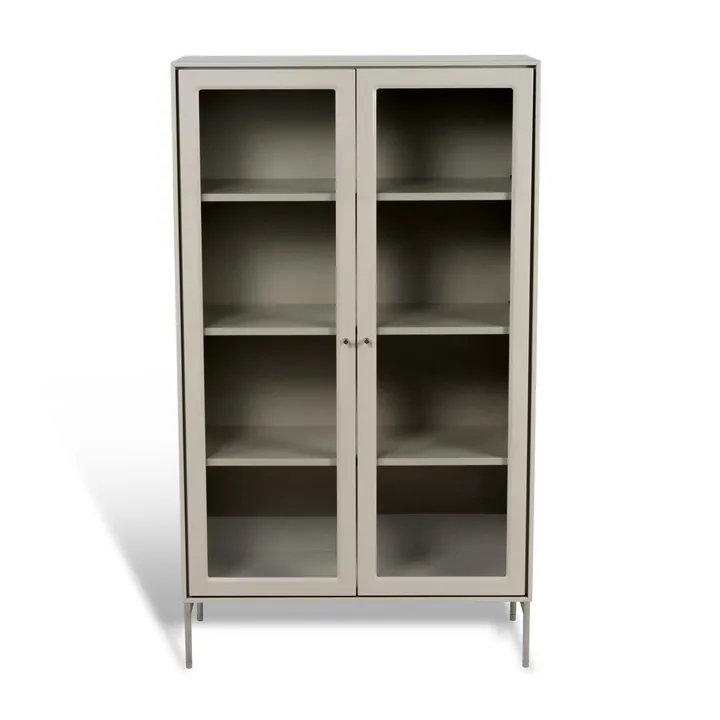 Volt display cabinet 130 cm beige - Details in stainless steel - Mavis