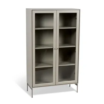 Volt display cabinet 130 cm beige - Details in stainless steel - Mavis