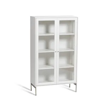 Volt display cabinet 130 cm white lacquer - Details in stainless steel - Mavis