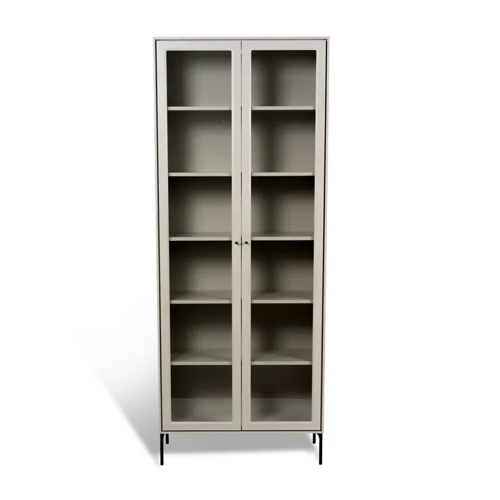 Volt display cabinet 190 cm beige - Details in black - Mavis