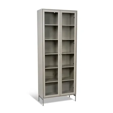 Volt display cabinet 190 cm beige - Details in stainless steel - Mavis