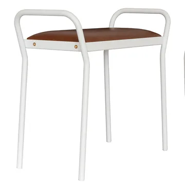 Anyone stool - White with vintage cognac leather - Maze