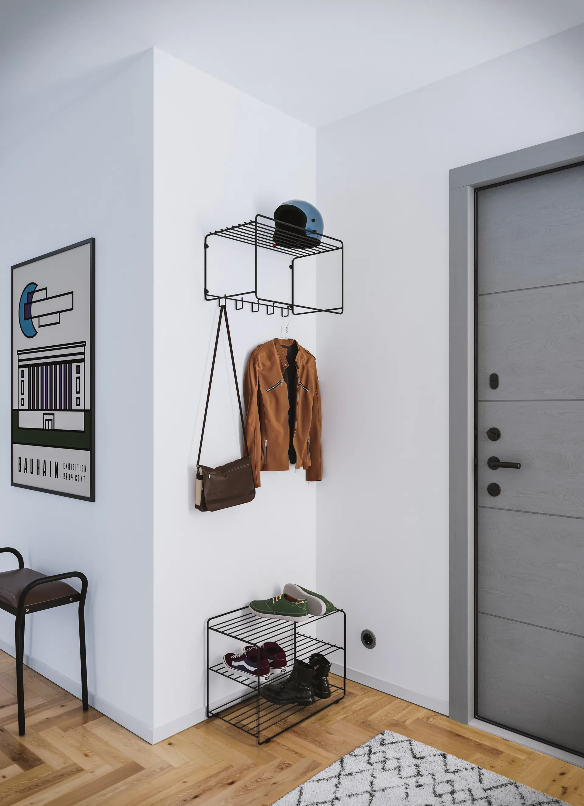 Downtown shoe shelf, Black Maze