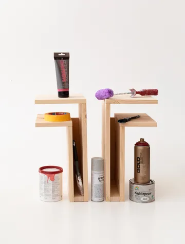 F-shelf Play DIY wall shelf - Pine, left - Maze