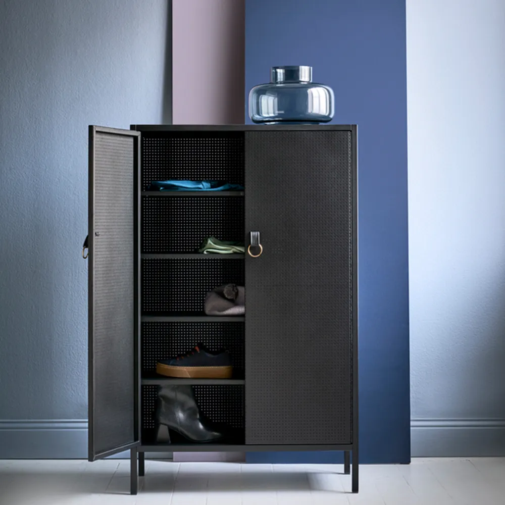 Francis cabinet, Black. black leather Maze