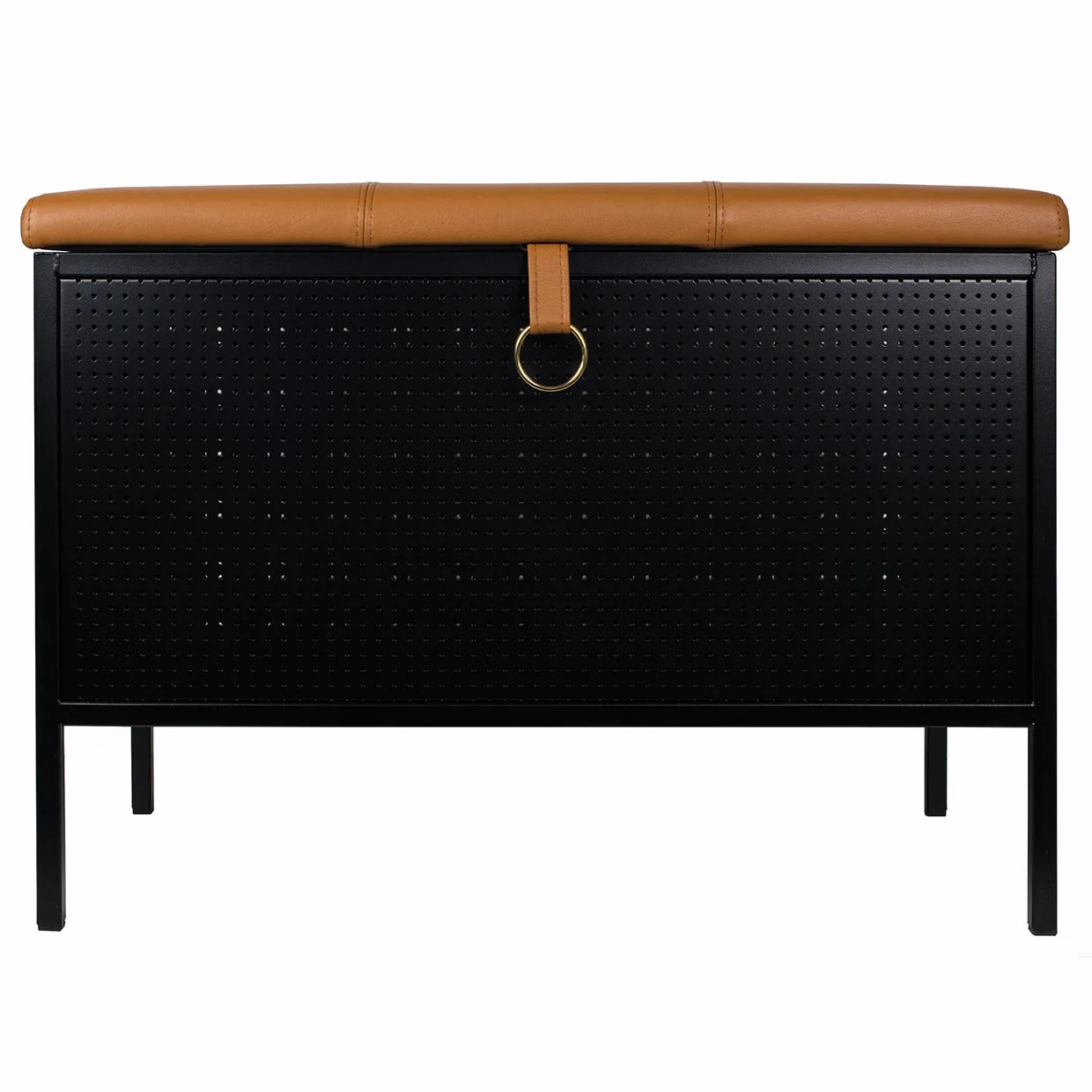 Frank storage bench, Black-Cognac Maze