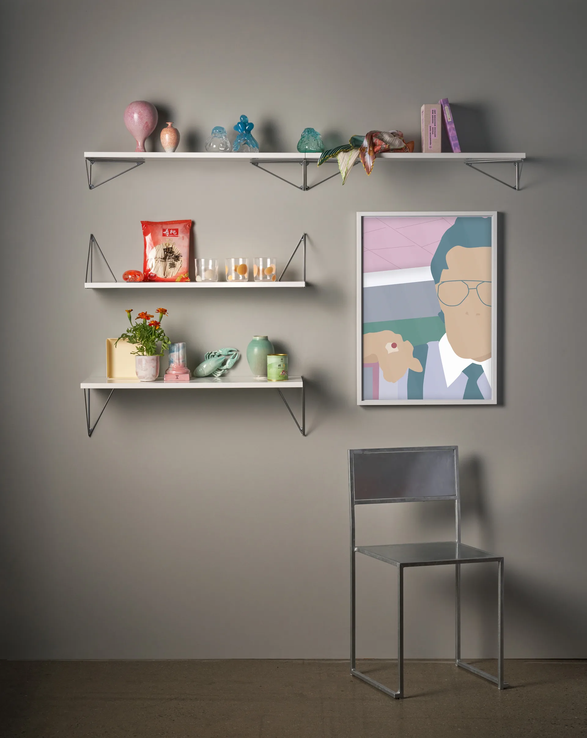 Pythagoras brackets, 2-pack, chrome Maze