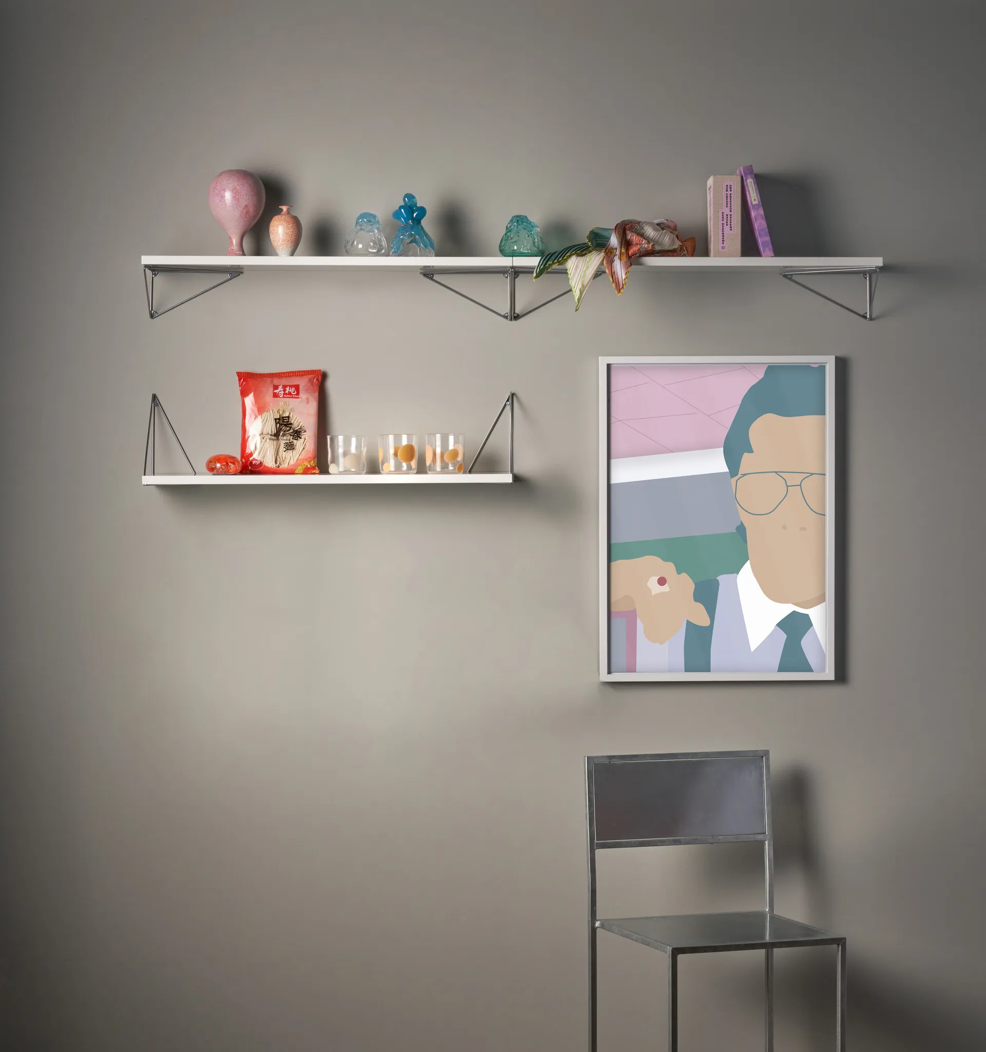 Pythagoras Bundle A shelving system white-chrome,  Maze