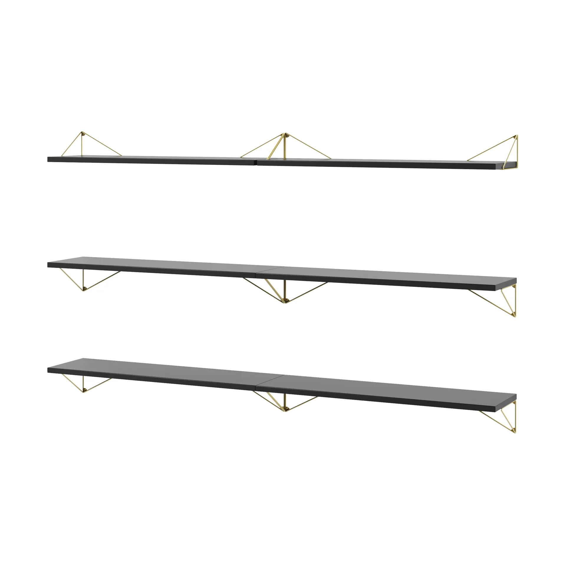 Pythagoras Bundle B shelving system black-brass,  Maze