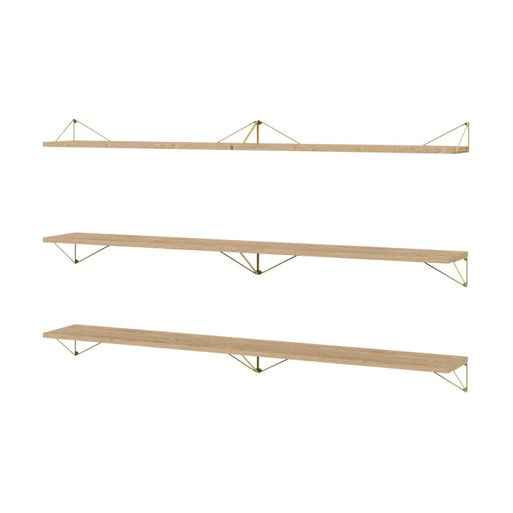 Pythagoras Bundle B shelving system oak-brass - Maze