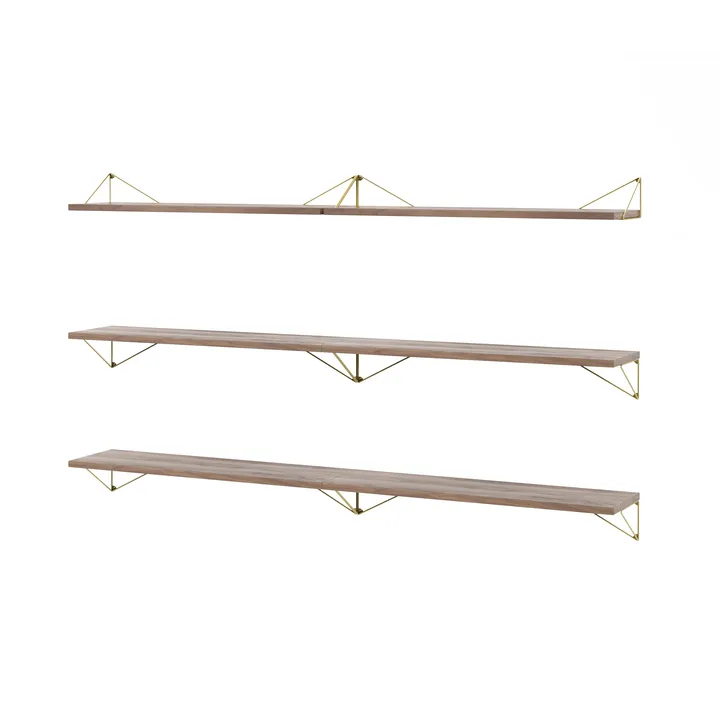 Pythagoras Bundle B shelving system walnut-brass - Maze