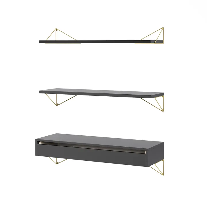 Pythagoras Bundle C shelving system black-brass - Maze