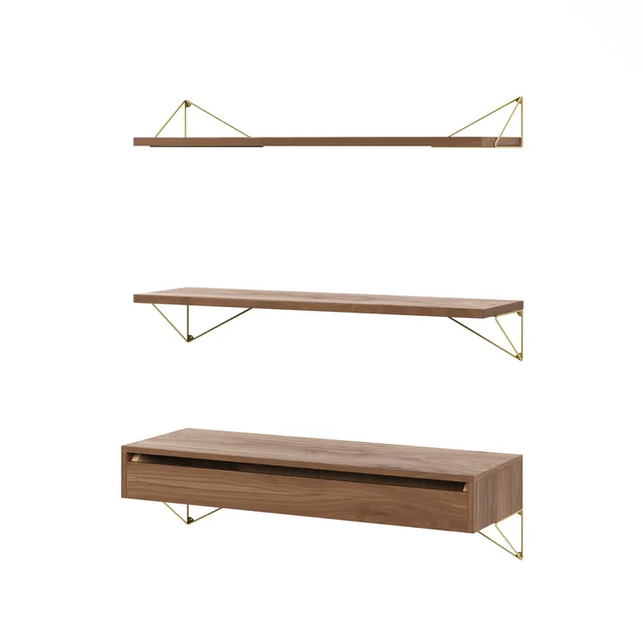 Pythagoras Bundle C shelving system walnut-brass - Maze