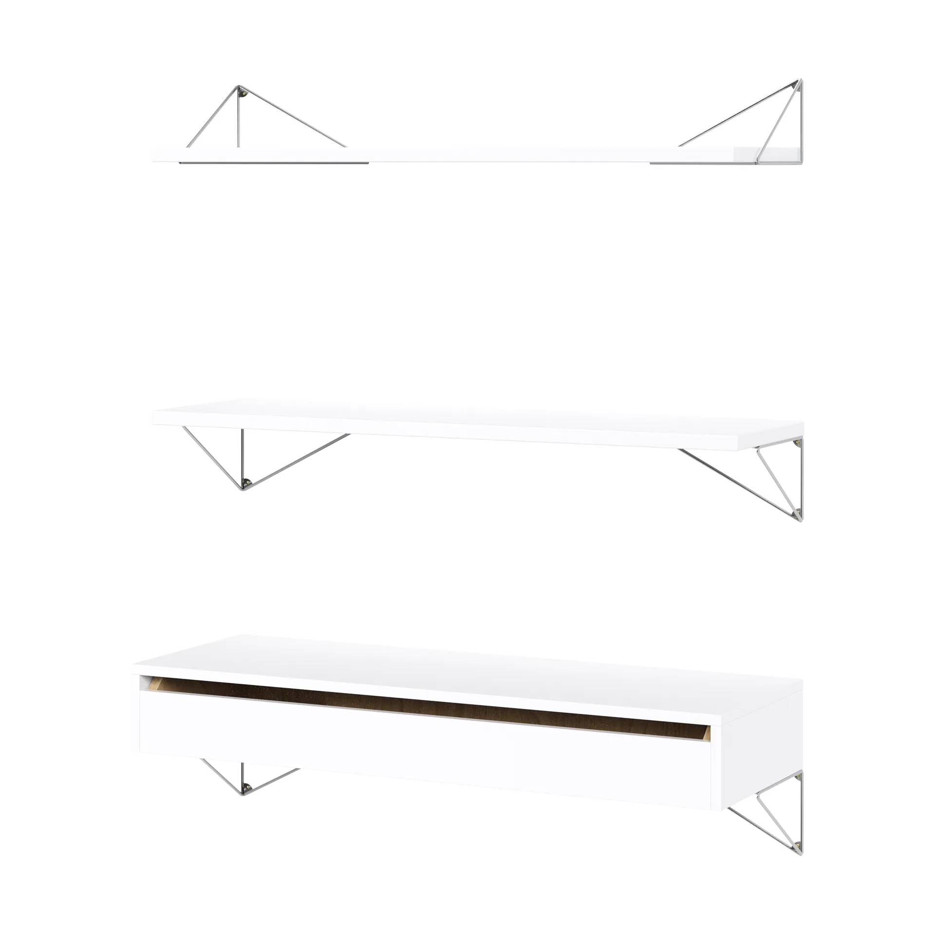 Pythagoras Bundle C shelving system white-chrome,  Maze