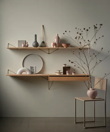 Pythagoras Bundle D shelving system oak-brass - Maze
