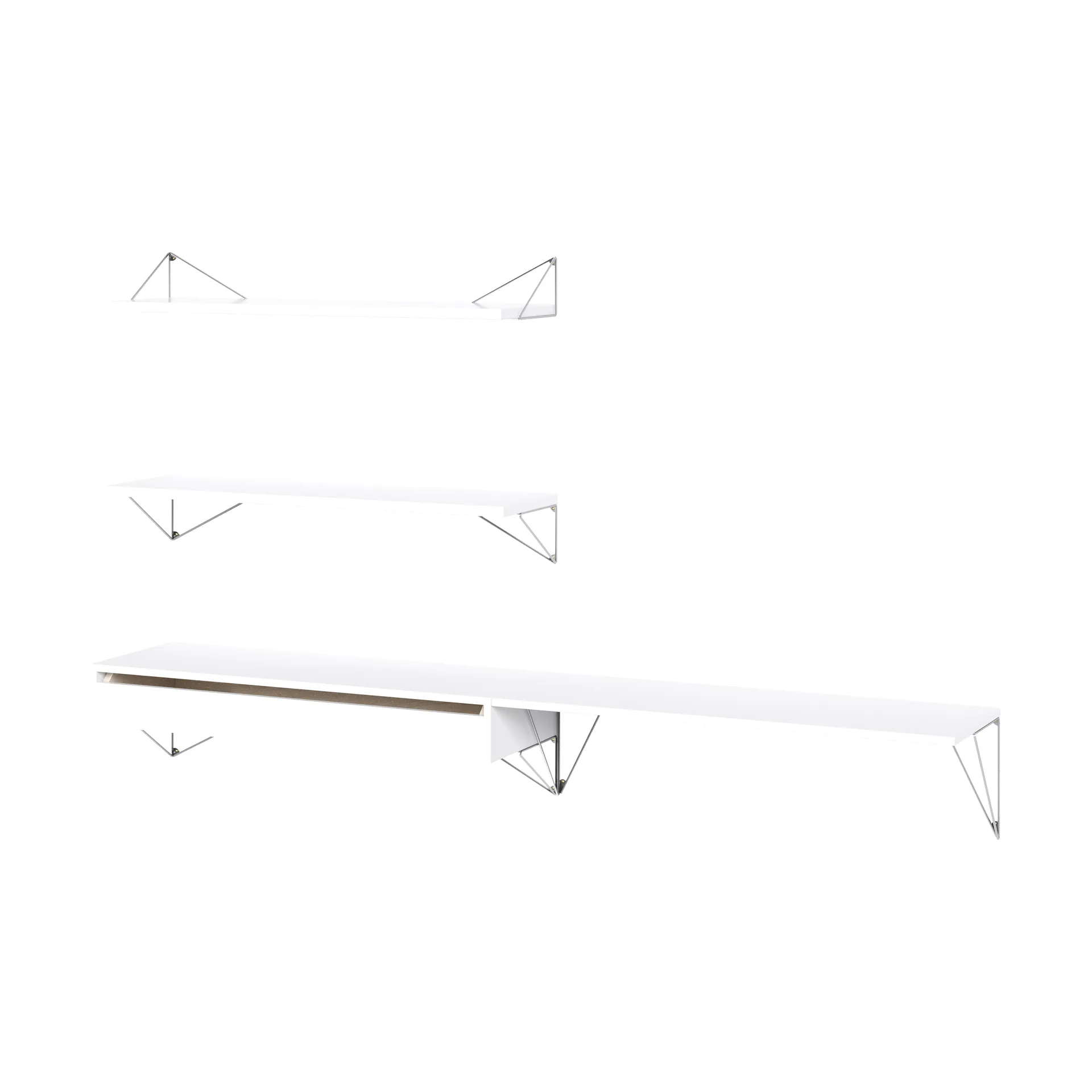 Pythagoras Bundle D shelving system white-chrome,  Maze