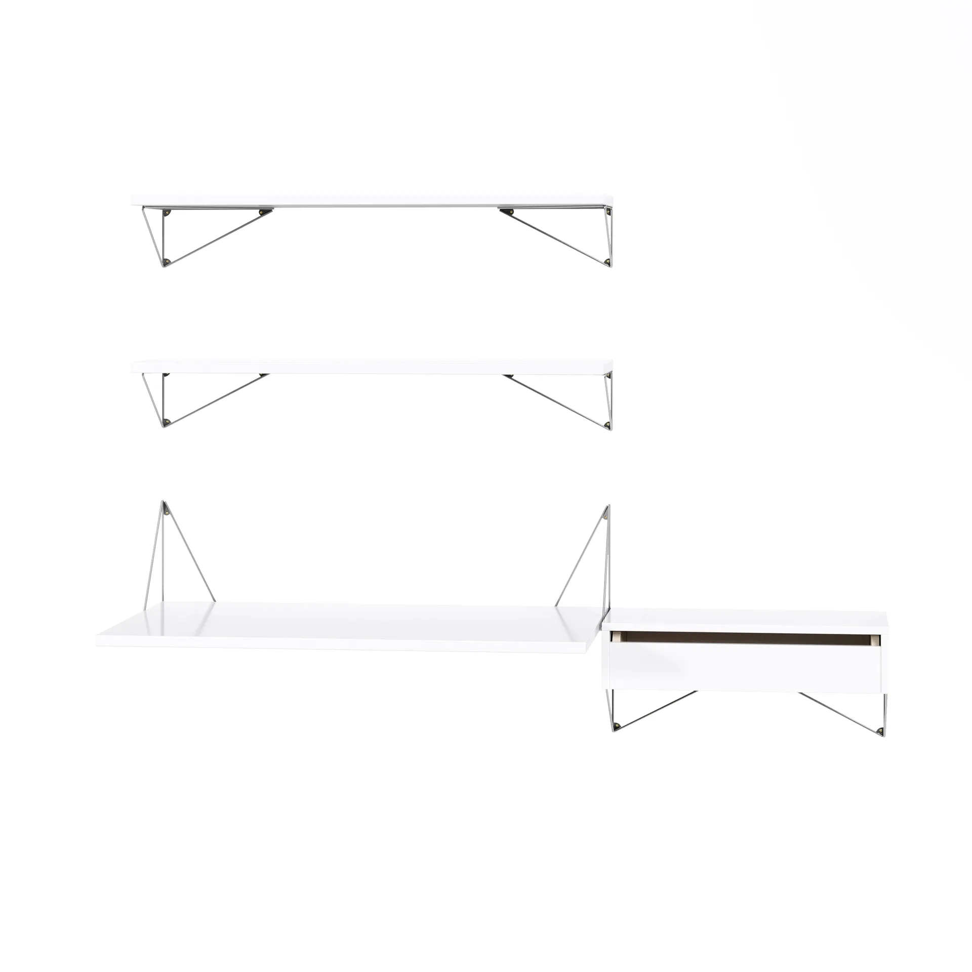 Pythagoras Bundle E shelving system white-chrome,  Maze