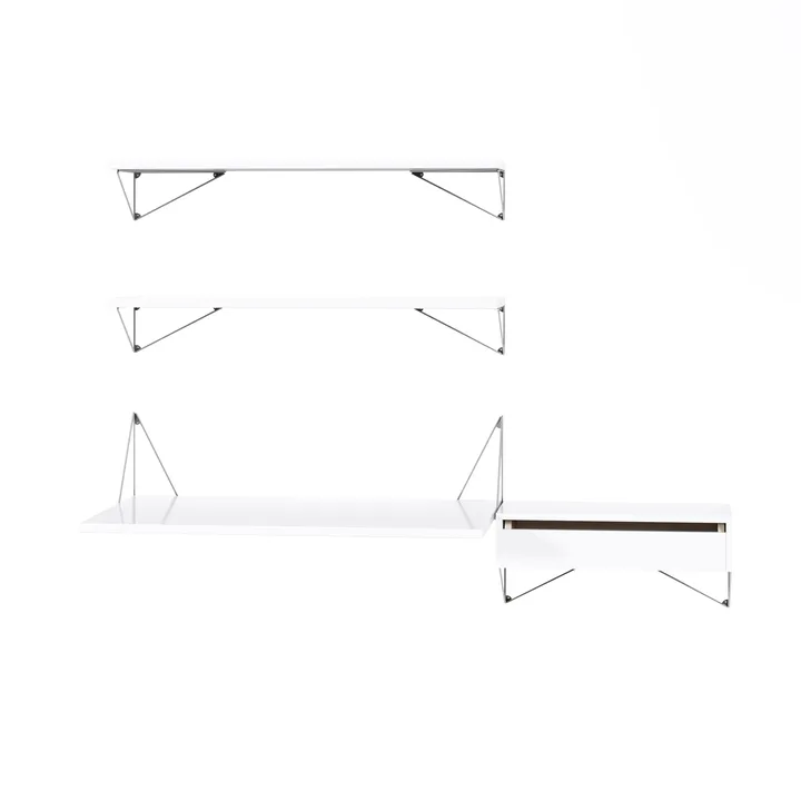 Pythagoras Bundle E shelving system white-chrome - Maze