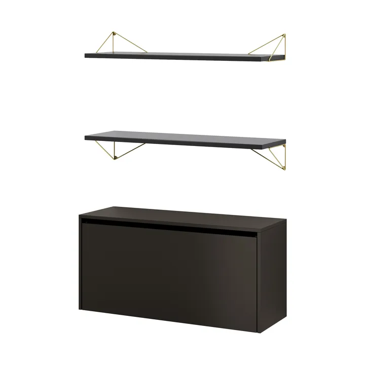 Pythagoras Bundle F shelving system black-brass - Maze