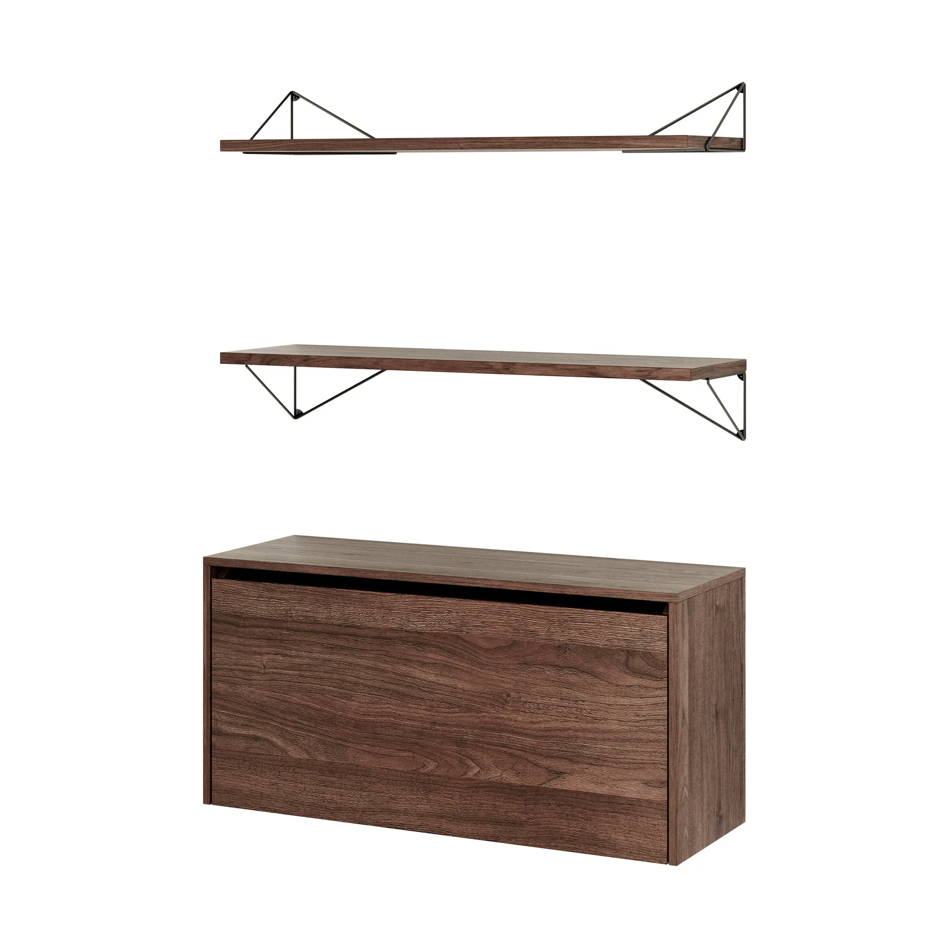 Pythagoras Bundle F shelving system walnut-black,  Maze