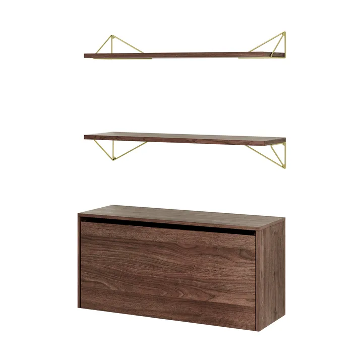 Pythagoras Bundle F shelving system walnut-brass - Maze